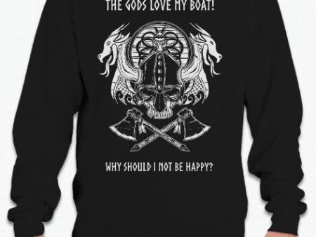 Viking Warrior Gods Love My Boat Sailing Dragon Norse Valhalla Floki Axe Shield Long Sleeve T-shirt Online Hot Sale