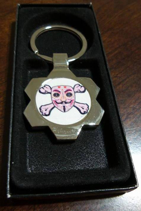 Anonymous Pink Day Of The Dead Keychain Hot on Sale