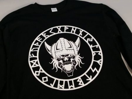 Viking Warrior Skull Rune Long Sleeve T-shirt Cheap