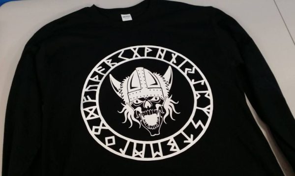 Viking Warrior Skull Rune Long Sleeve T-shirt Cheap