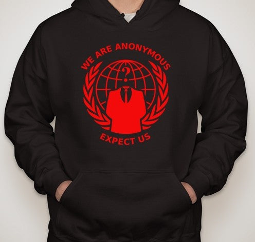 Anonymous Crest Expect Us Red Art Hoodie Hot on Sale