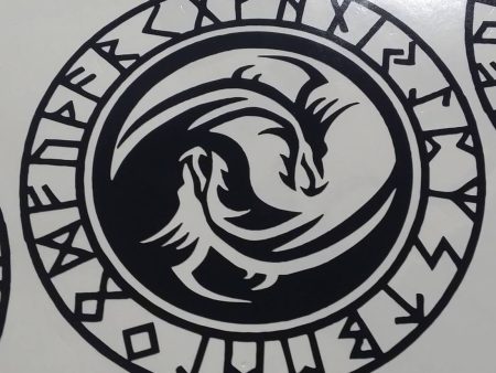 Viking Rune Dragons Variation2 Amulet | Die Cut Vinyl Sticker Decal Hot on Sale