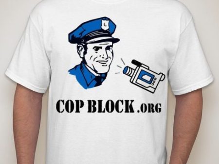 CopBlock.org Blue Cop Camera T-shirt Hot on Sale